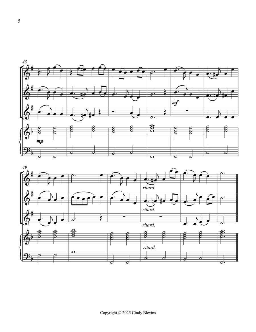 Auld Lang Syne, for Three Clarinets and Piano Small Ensemble scores gallery preview page 6
