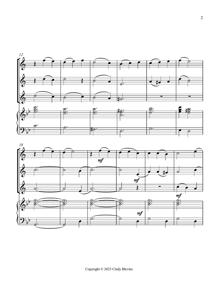 Coventry Carol, for Three Clarinets and Piano Small Ensemble scores gallery preview page 3