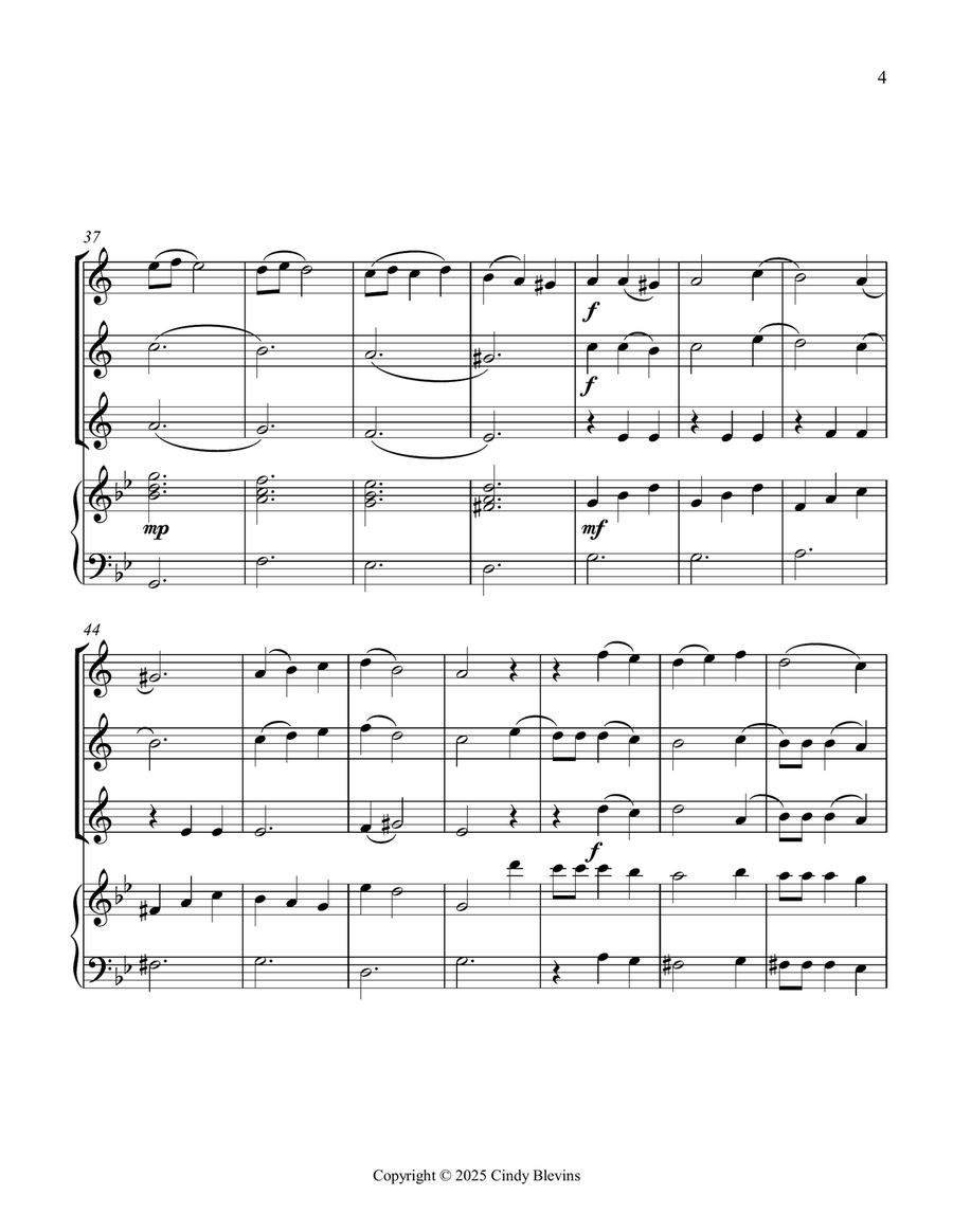 Coventry Carol, for Three Clarinets and Piano Small Ensemble scores gallery preview page 5