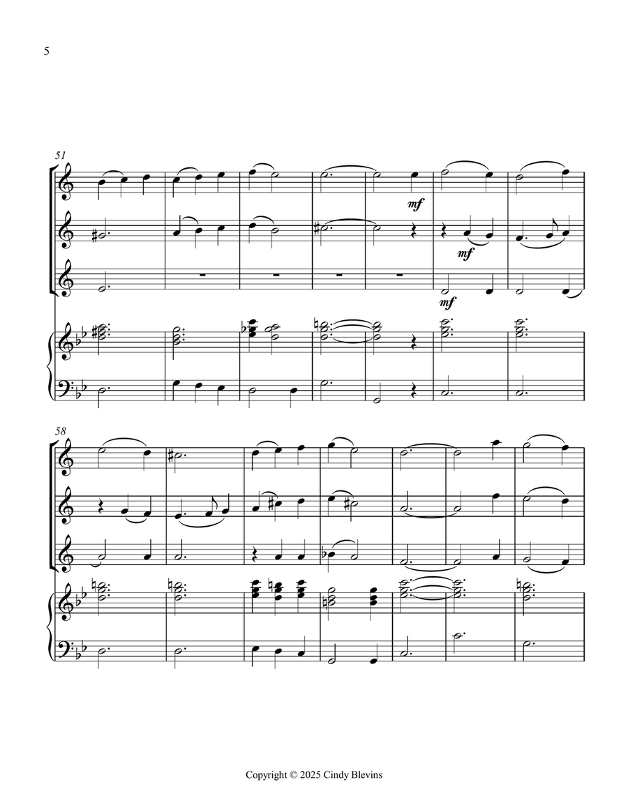 Coventry Carol, for Three Clarinets and Piano Small Ensemble scores gallery preview page 6