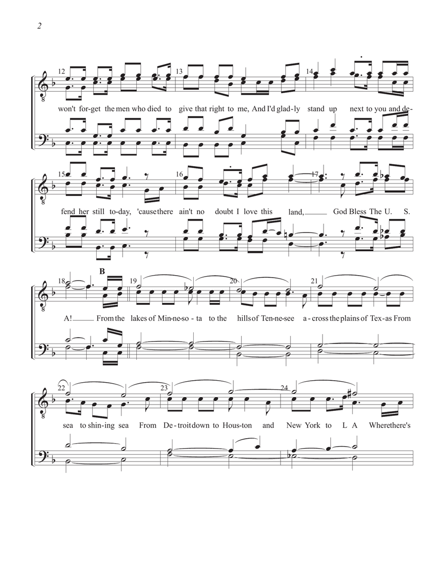 God Bless The U.s.a. God Bless The U.s.a. A Cappella scores gallery preview page 2