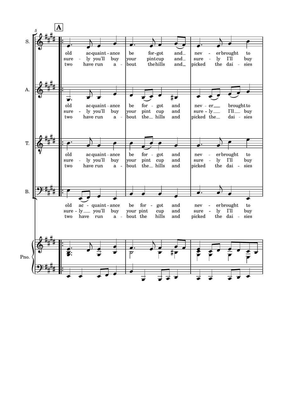 Auld Lang Syne for SATB Choir with optional Piano accompaniment 4-Part scores gallery preview page 3