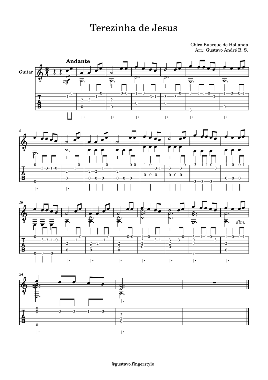 Terezinha de Jesus Terezinha de Jesus Acoustic Guitar scores gallery preview page 1