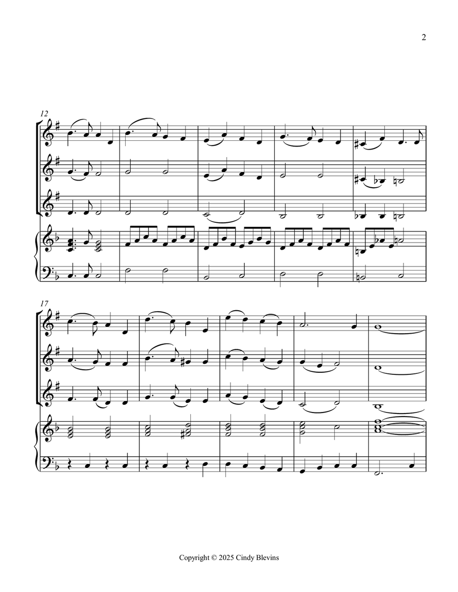 I Heard the Bells On Christmas Day, for Three Clarinets and Piano Small Ensemble scores gallery preview page 3