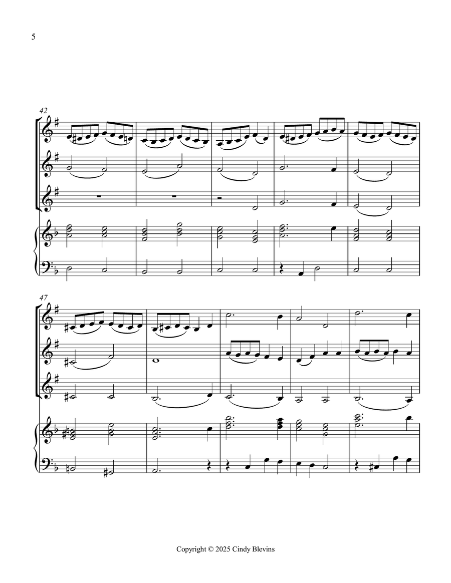 I Heard the Bells On Christmas Day, for Three Clarinets and Piano Small Ensemble scores gallery preview page 6