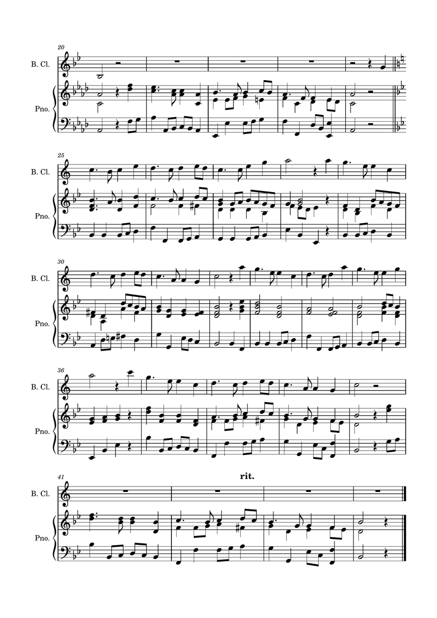 Auld Lang Syne for Bass Clarinet with Piano accompaniment Bass Clarinet scores gallery preview page 3