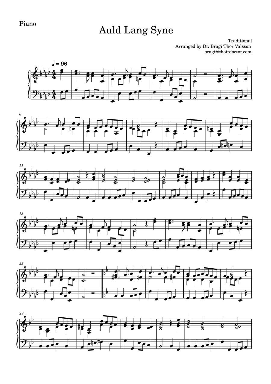 Auld Lang Syne for Bass Clarinet with Piano accompaniment Bass Clarinet scores gallery preview page 4