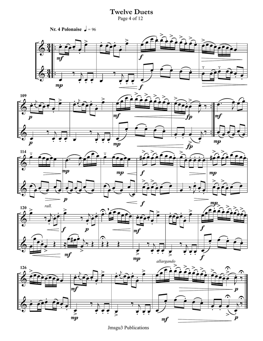 Mozart: Twelve Duets for Alto Saxophone Duo K. 487 Woodwind Duet scores gallery preview page 4