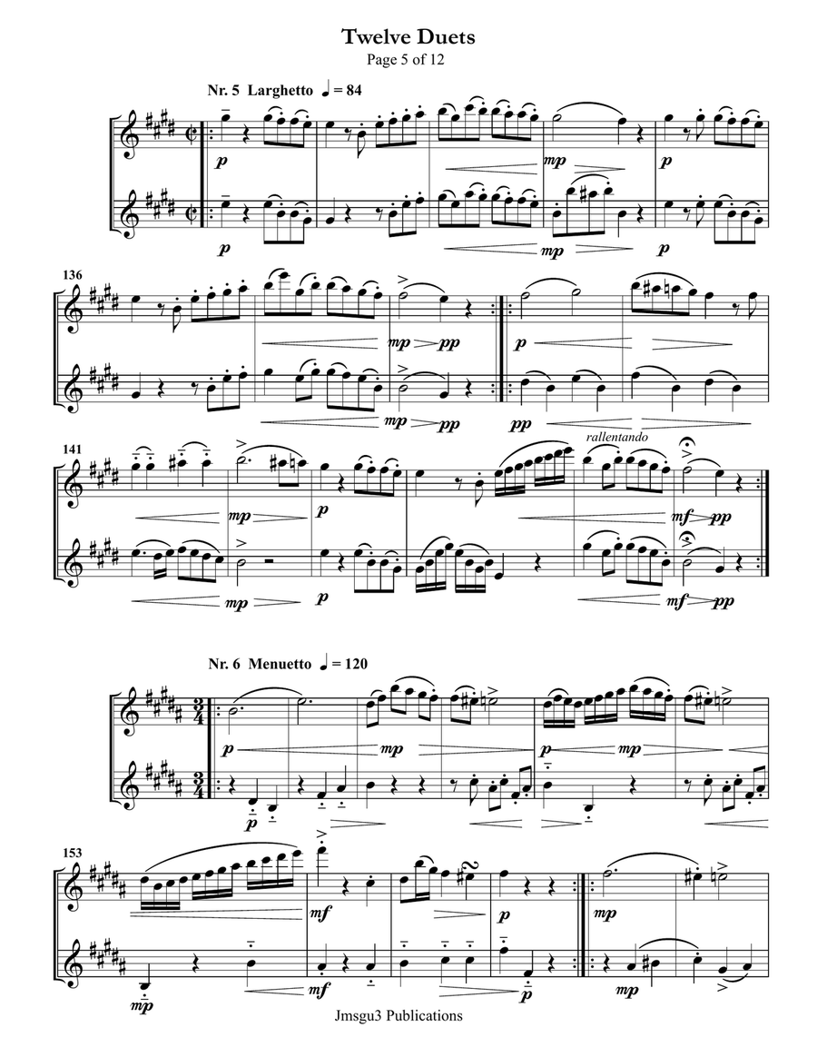 Mozart: Twelve Duets for Alto Saxophone Duo K. 487 Woodwind Duet scores gallery preview page 5