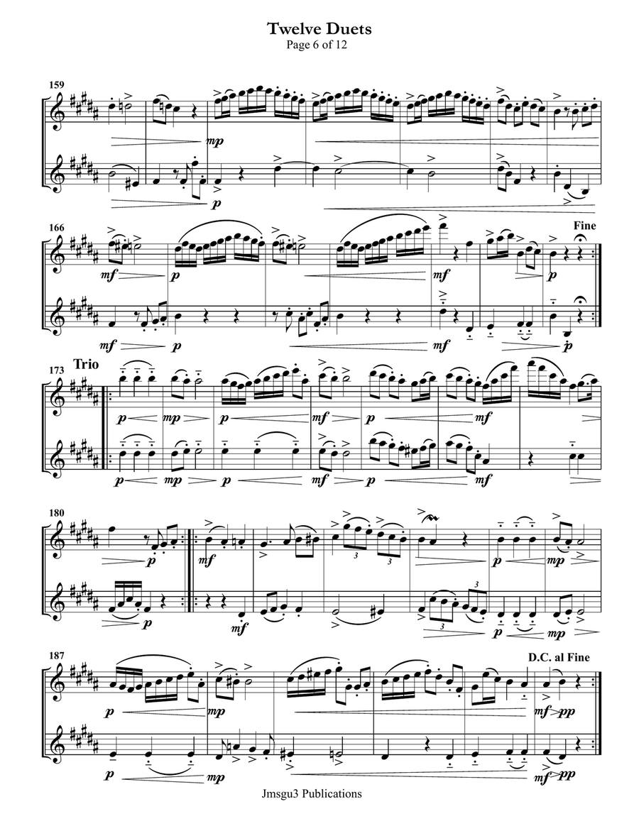 Mozart: Twelve Duets for Alto Saxophone Duo K. 487 Woodwind Duet scores gallery preview page 6