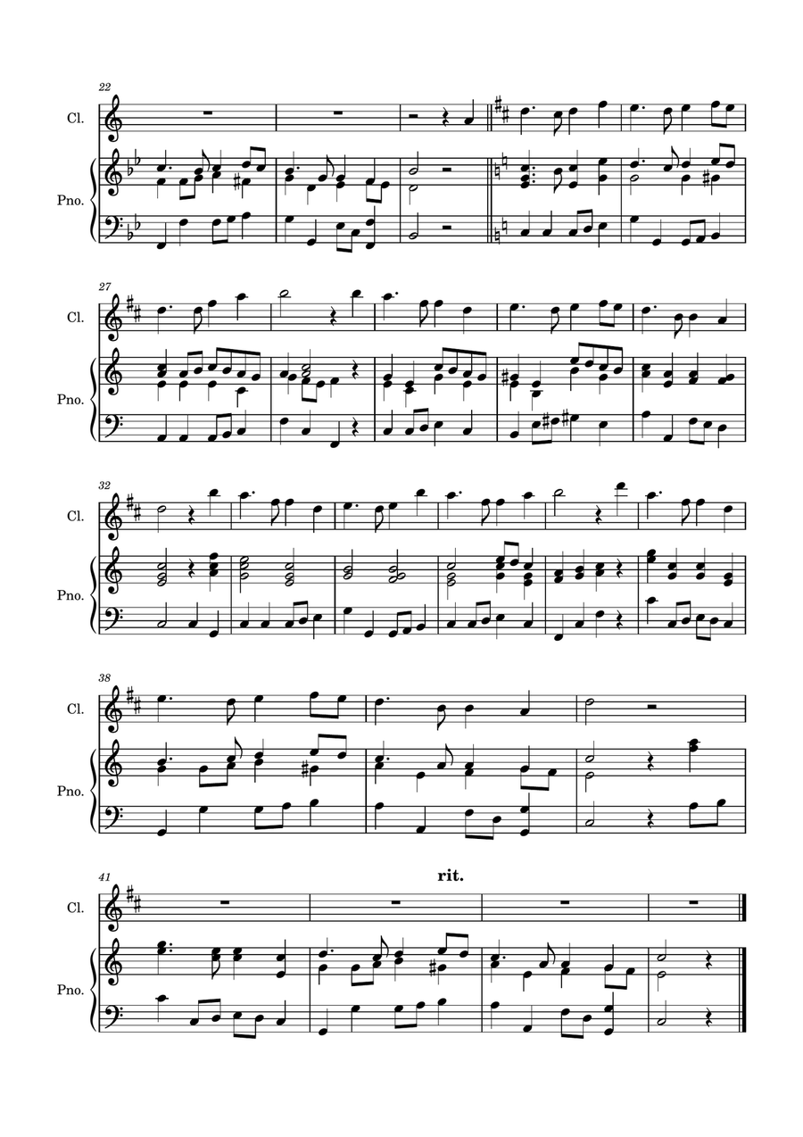 Auld Lang Syne for Clarinet with Piano accompaniment Clarinet Solo scores gallery preview page 3