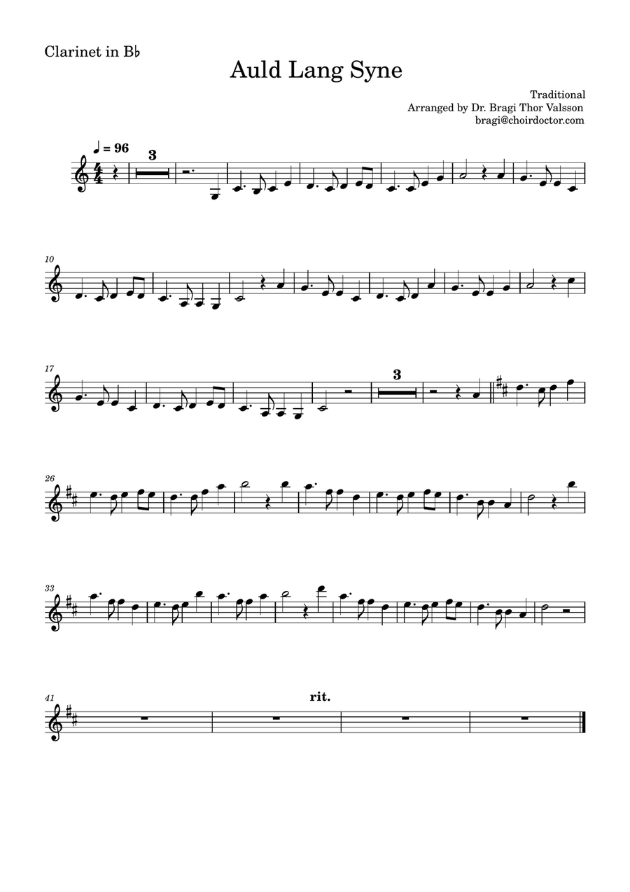 Auld Lang Syne for Clarinet with Piano accompaniment Clarinet Solo scores gallery preview page 4
