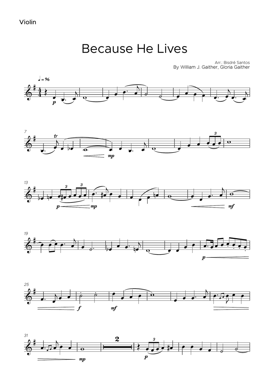 Because He Lives String Duet scores gallery preview page 4