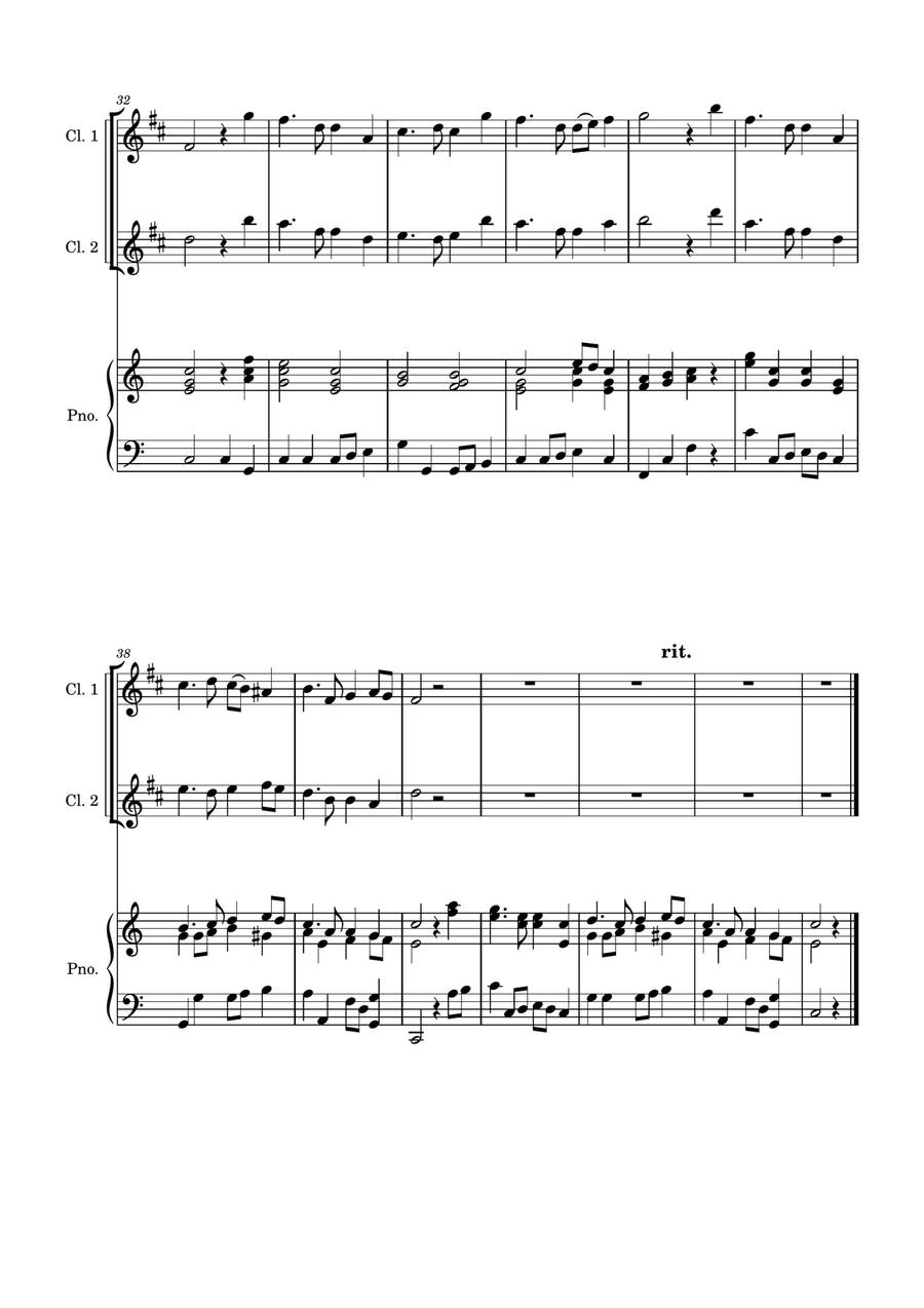 Auld Lang Syne for two Clarinets with Piano accompaniment Clarinet Duet scores gallery preview page 4