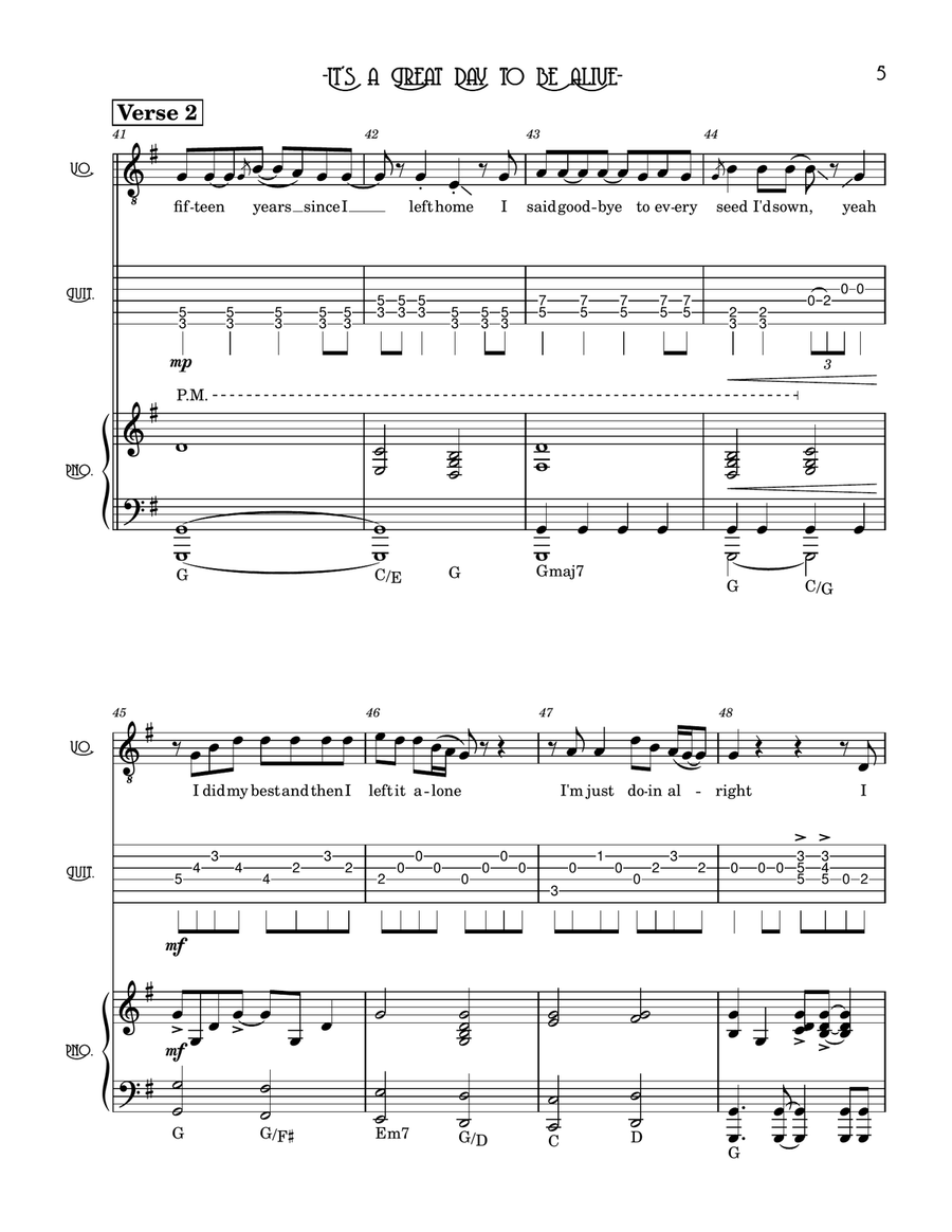 It's A Great Day To Be Alive Piano, Vocal scores gallery preview page 5