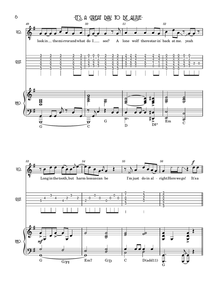 It's A Great Day To Be Alive Piano, Vocal scores gallery preview page 6