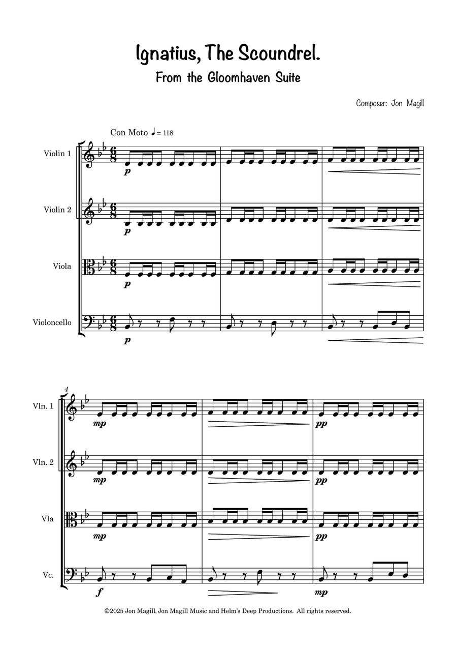 Ignatius, The Scoundrel String Quartet scores gallery preview page 1