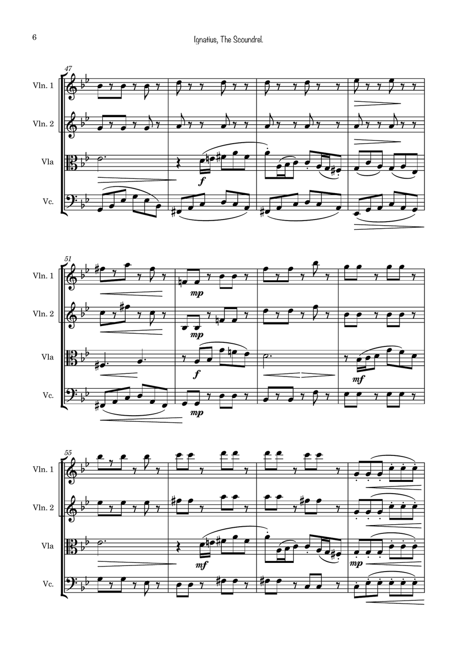 Ignatius, The Scoundrel String Quartet scores gallery preview page 6