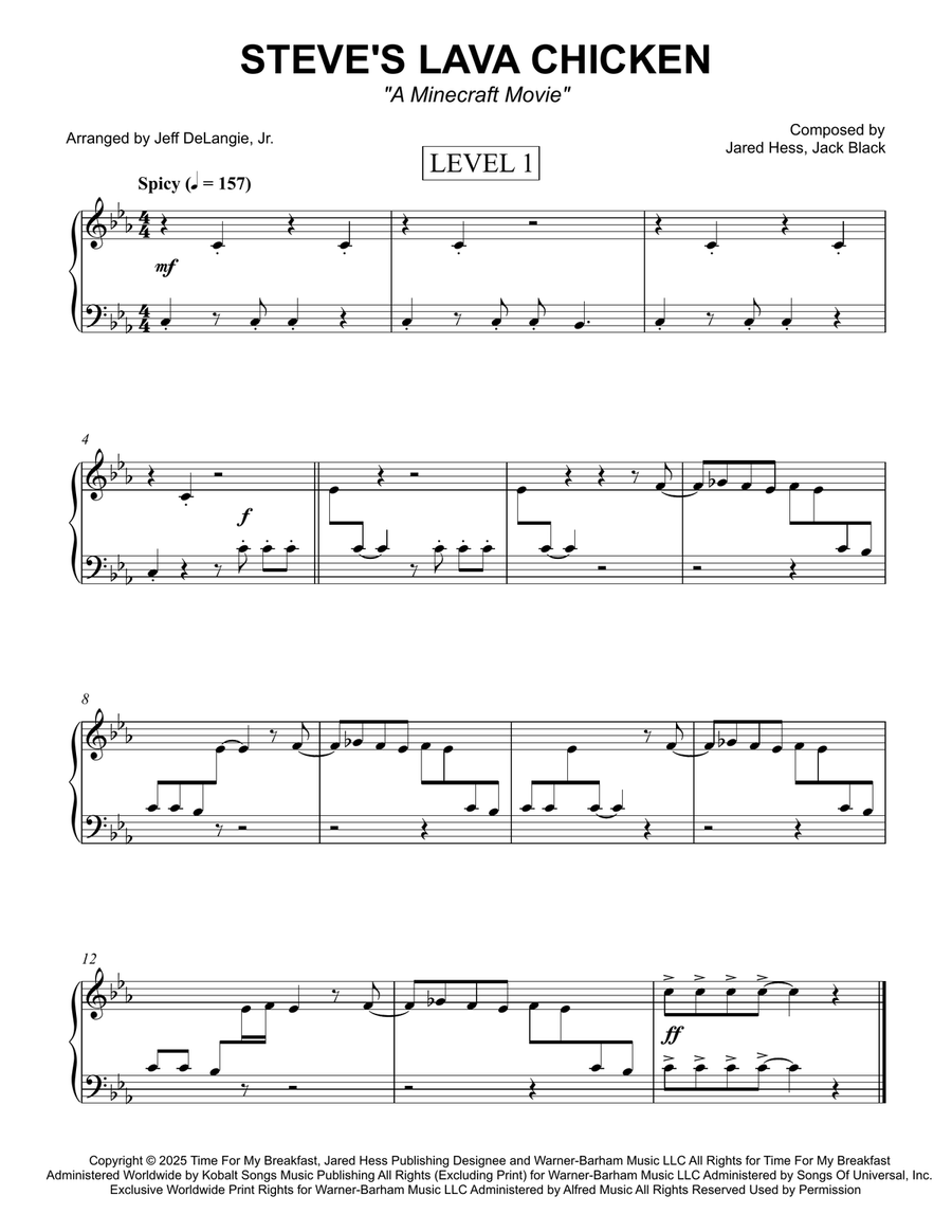 Steve's Lava Chicken Steve's Lava Chicken Piano Solo scores gallery preview page 1