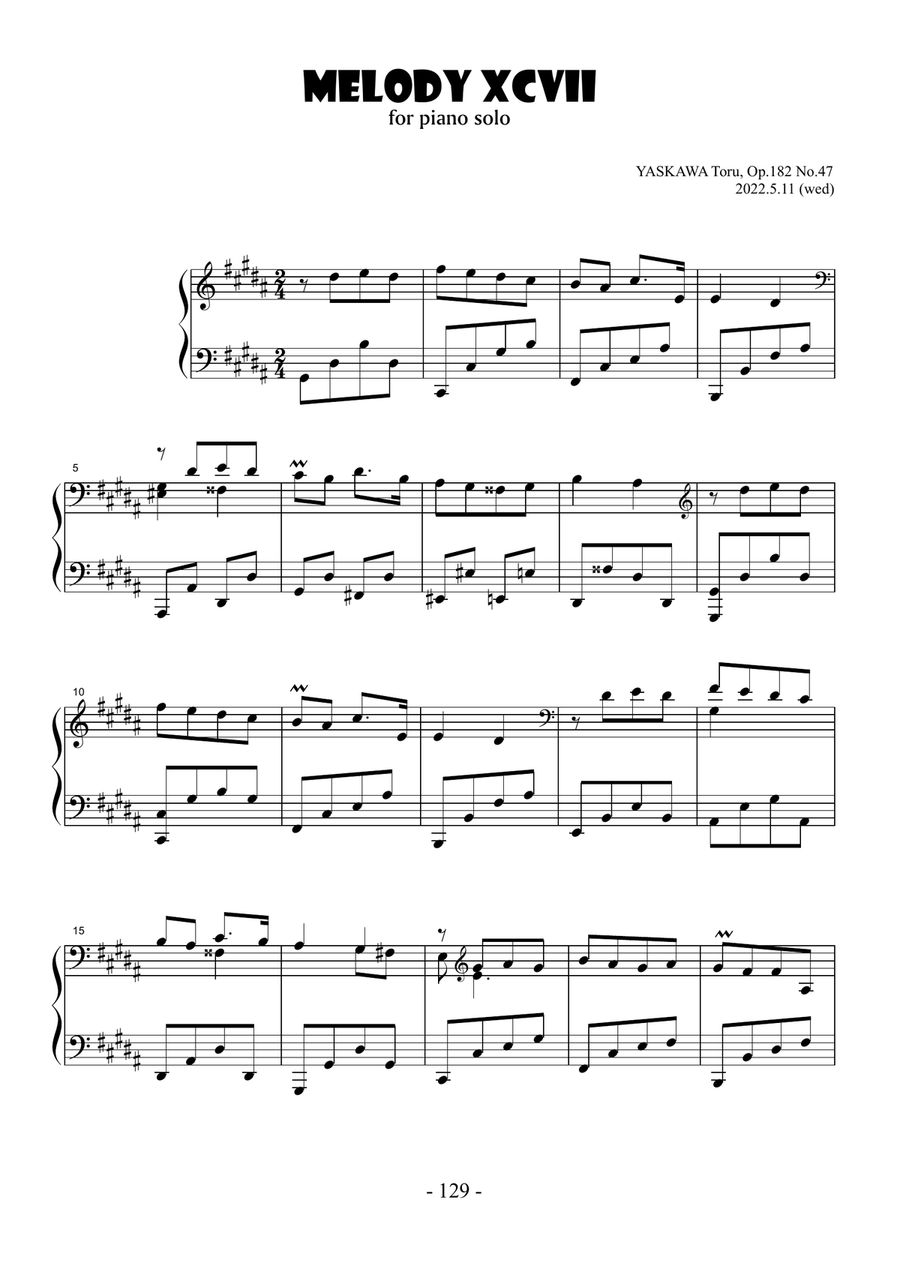 Melody No.97, G-sharp minor, Op.182 No.47 Piano Solo scores gallery preview page 2