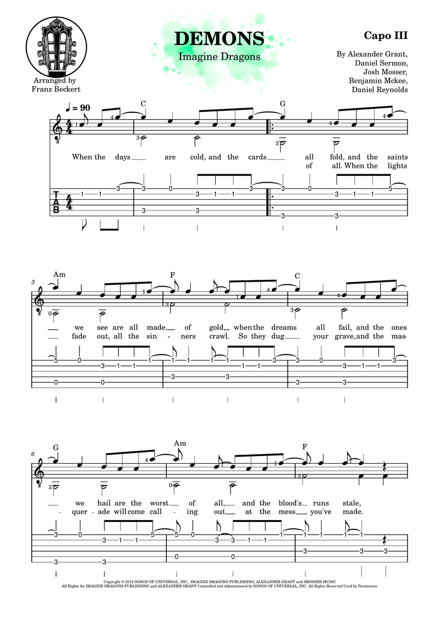 Demons Demons Acoustic Guitar scores gallery preview page 1