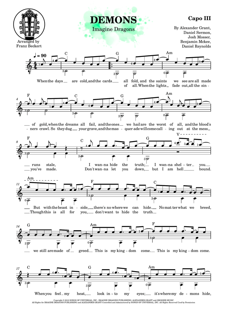 Demons Demons Acoustic Guitar scores gallery preview page 1