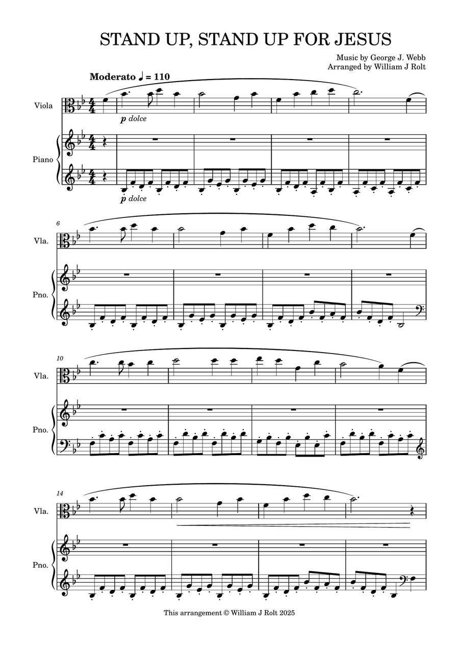 Stand up, stand up for Jesus (for viola and piano) Piano scores gallery preview page 1