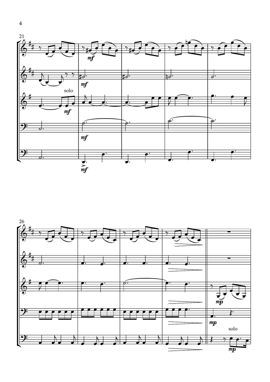 Nights In White Satin Nights In White Satin Brass Quintet scores gallery preview page 4