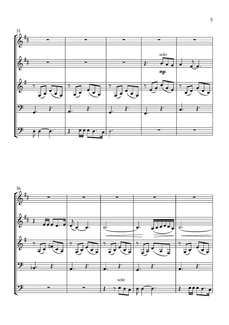 Nights In White Satin Nights In White Satin Brass Quintet scores gallery preview page 5