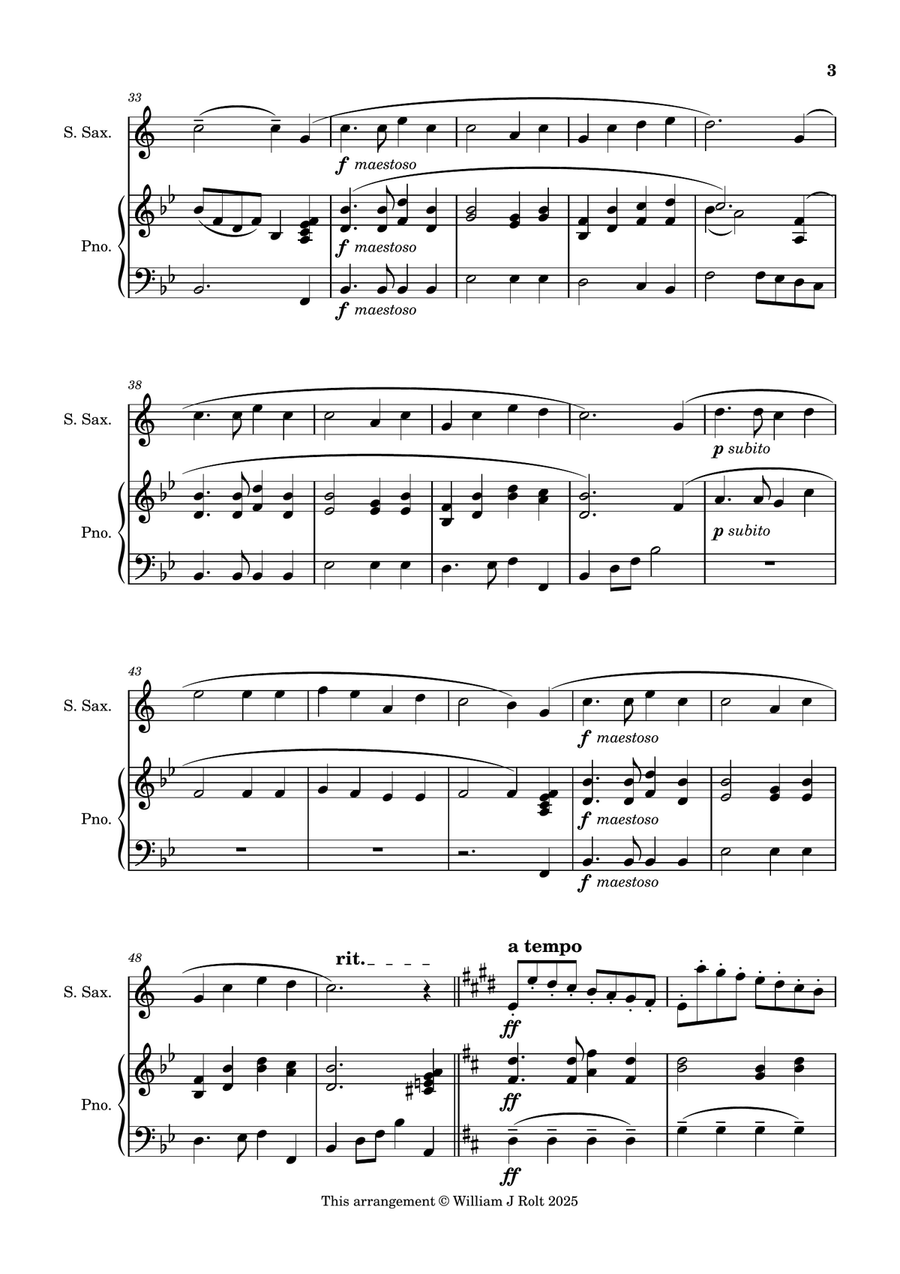 Stand up, stand up for Jesus (for soprano saxophone and piano) Soprano Saxophone scores gallery preview page 3