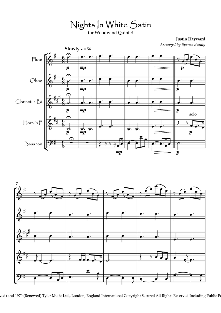 Nights In White Satin Nights In White Satin Woodwind Quintet scores gallery preview page 2