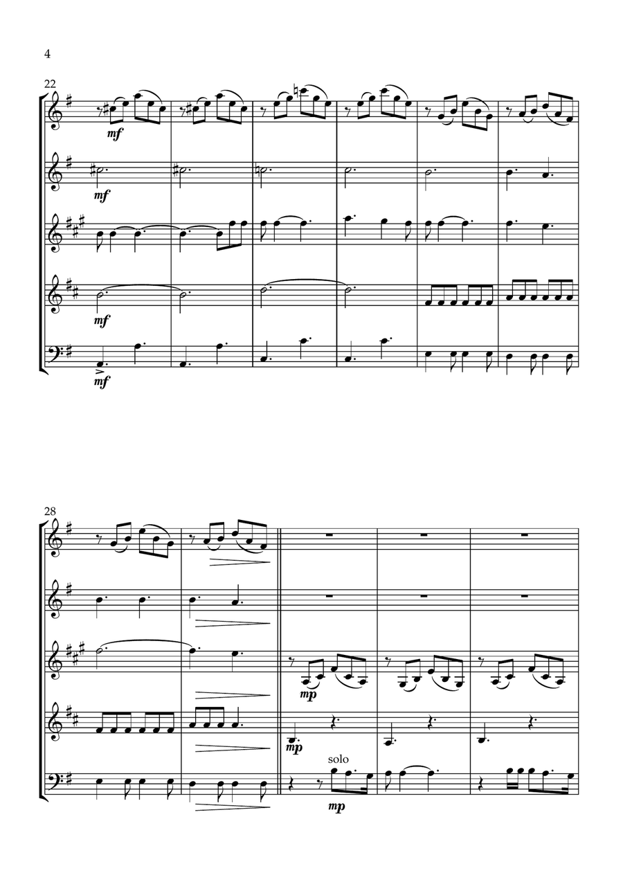 Nights In White Satin Nights In White Satin Woodwind Quintet scores gallery preview page 4