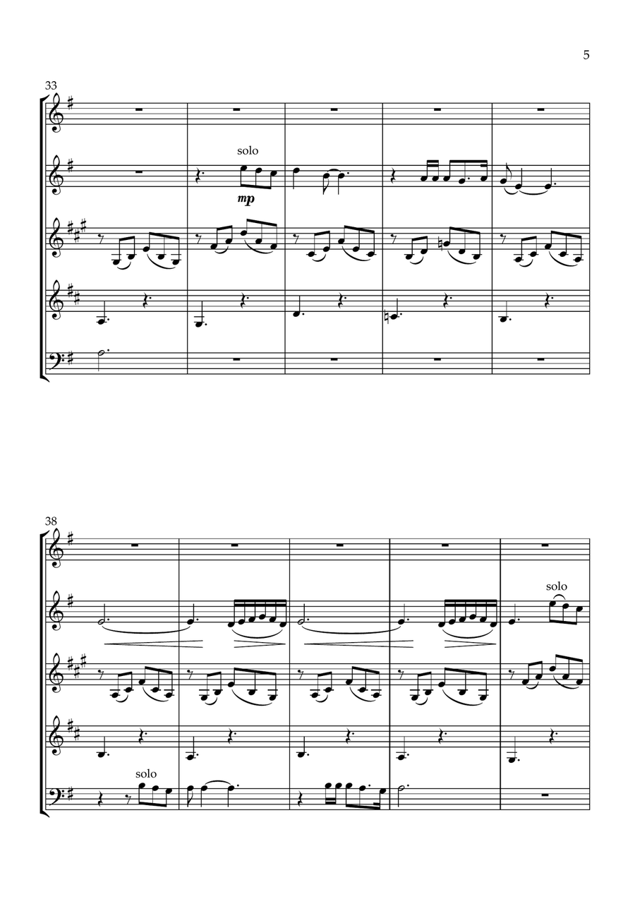 Nights In White Satin Nights In White Satin Woodwind Quintet scores gallery preview page 5