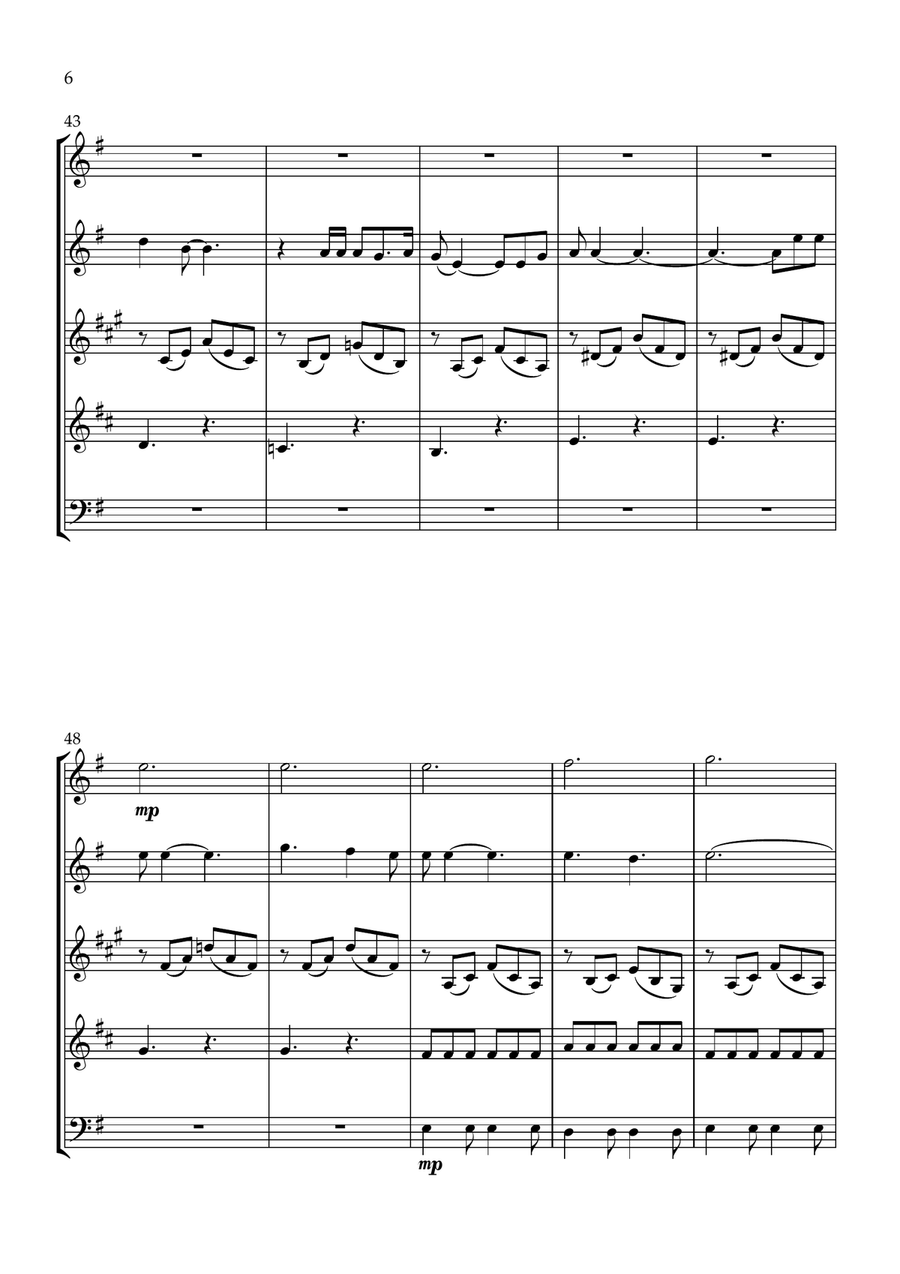 Nights In White Satin Nights In White Satin Woodwind Quintet scores gallery preview page 6