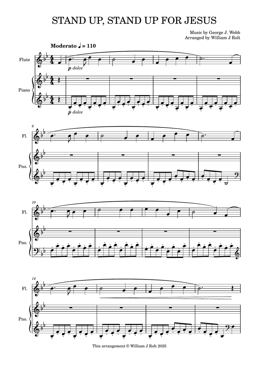 Stand up, stand up for Jesus (for flute and piano) Flute scores gallery preview page 1