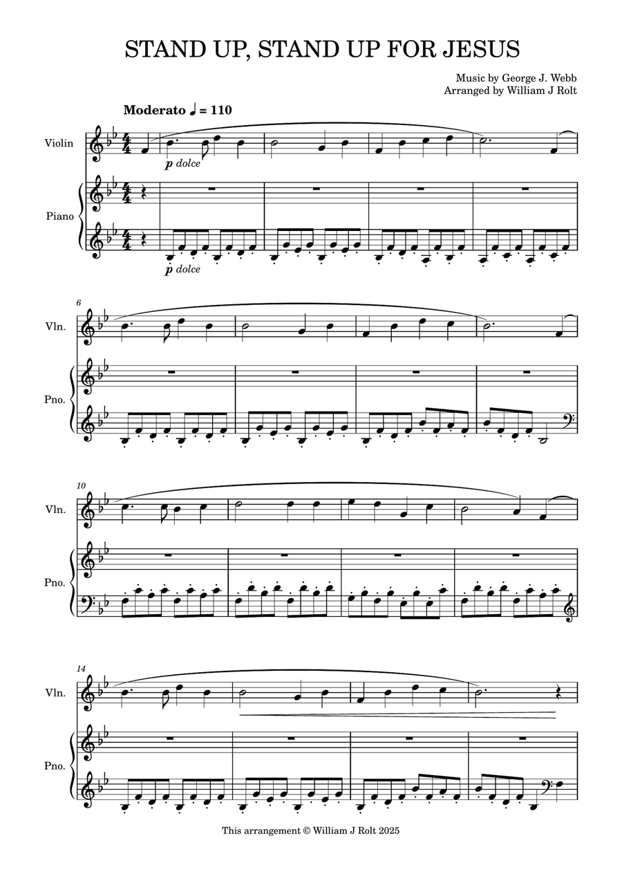 Stand up, stand up for Jesus (for violin and piano) Violin Solo scores gallery preview page 1