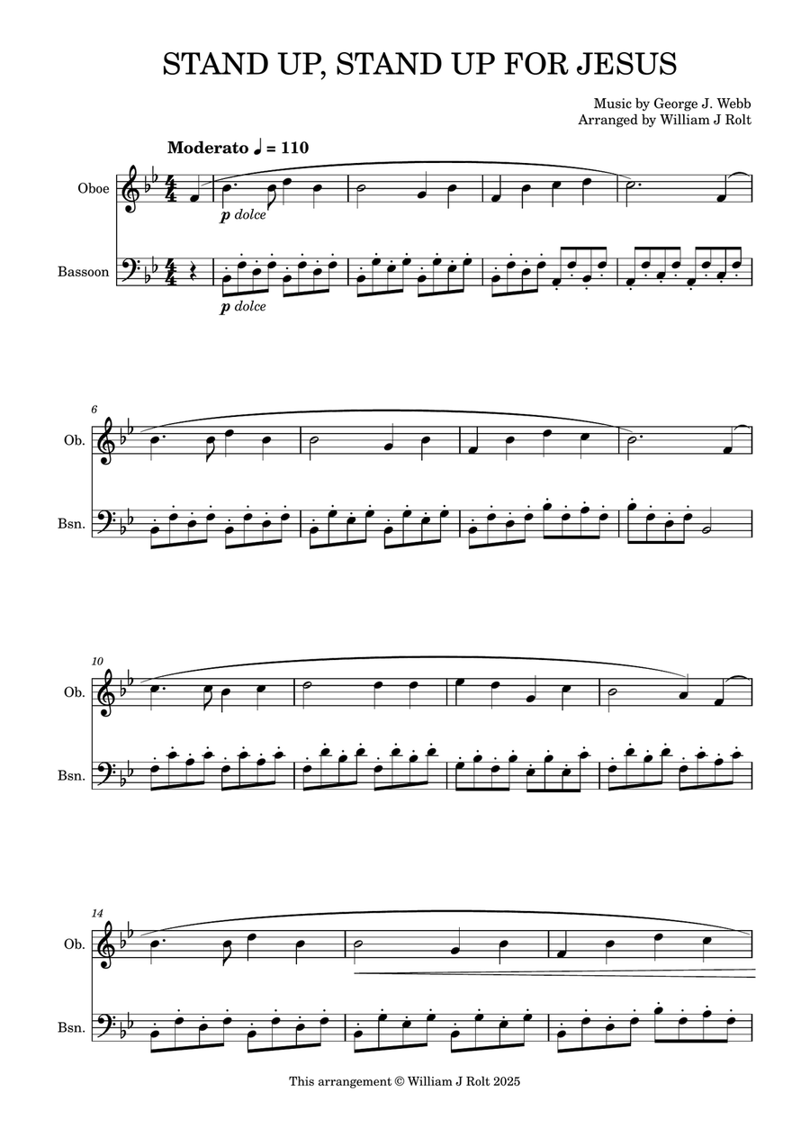 Stand up, stand up for Jesus (for oboe and bassoon) Woodwind Duet scores gallery preview page 1