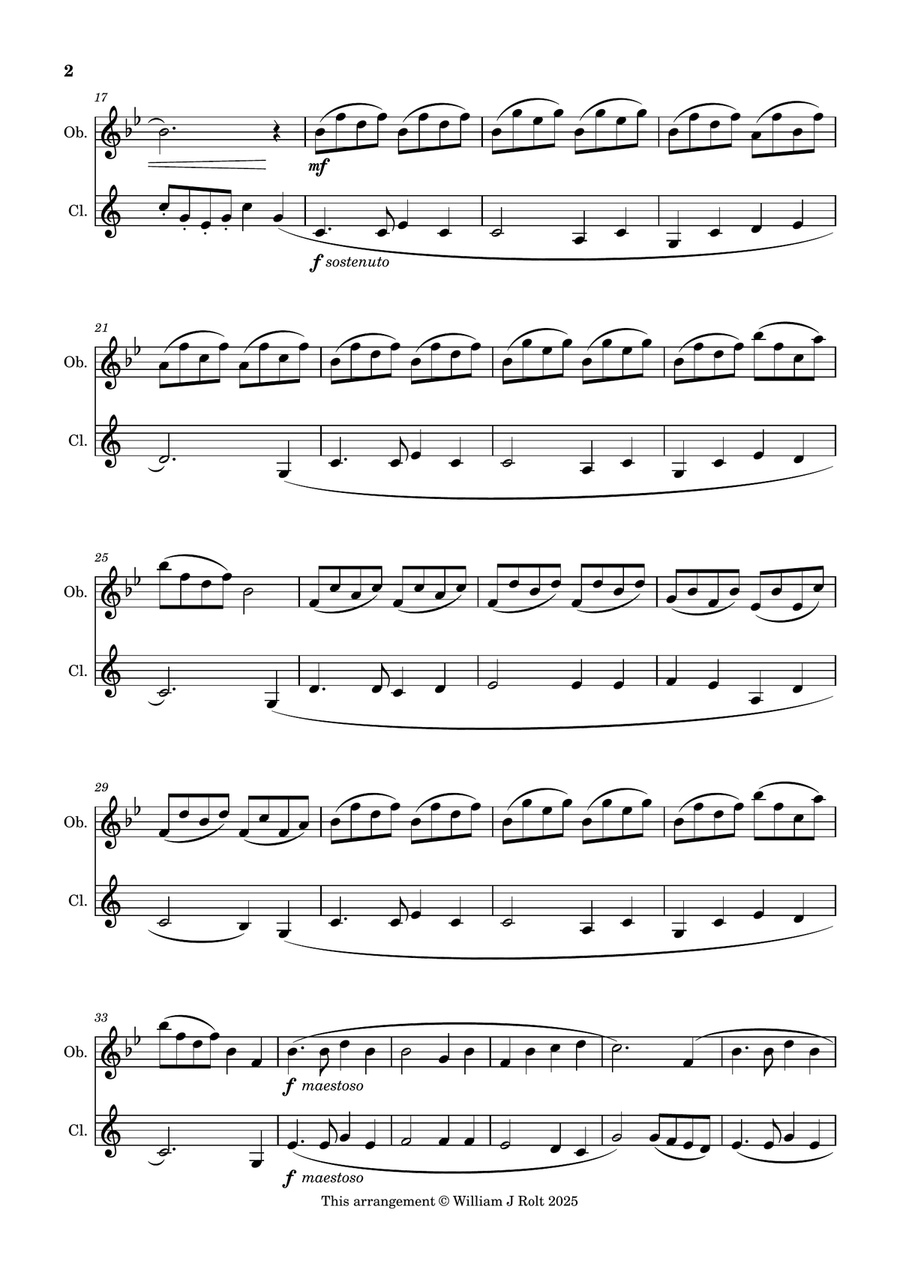 Stand up, stand up for Jesus (for oboe and clarinet) Woodwind Duet scores gallery preview page 2