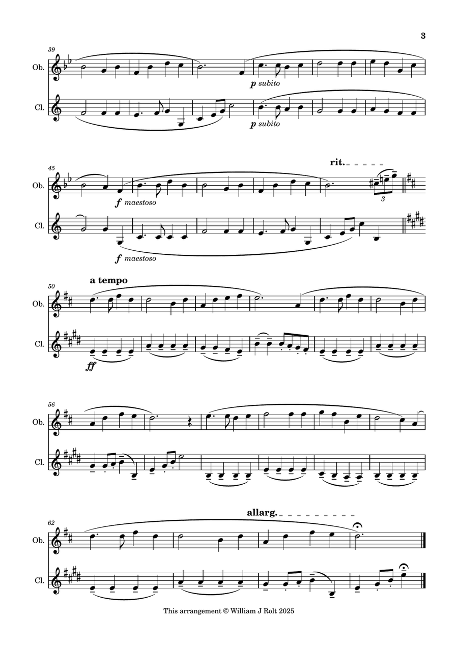 Stand up, stand up for Jesus (for oboe and clarinet) Woodwind Duet scores gallery preview page 3