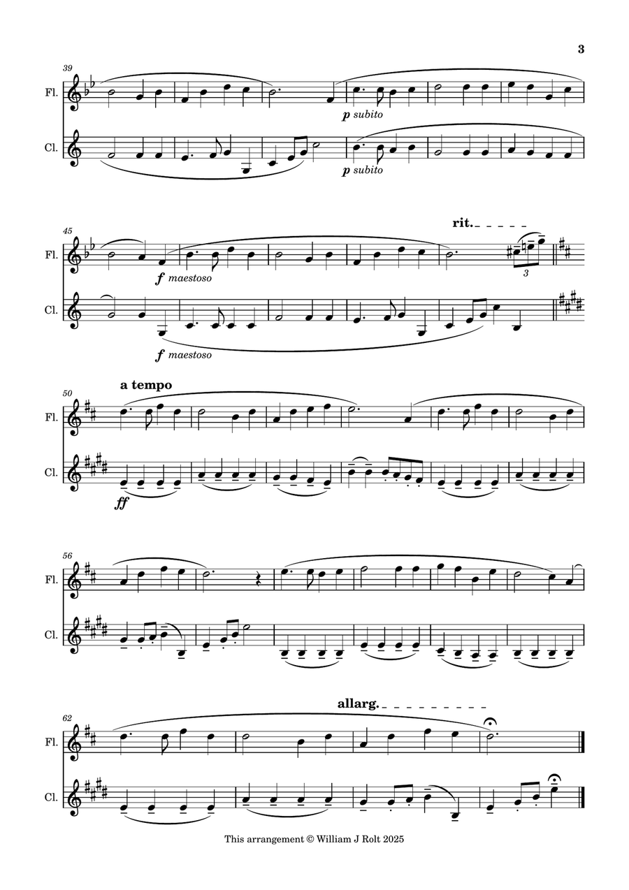 Stand up, stand up for Jesus (for flute and clarinet) Woodwind Duet scores gallery preview page 3