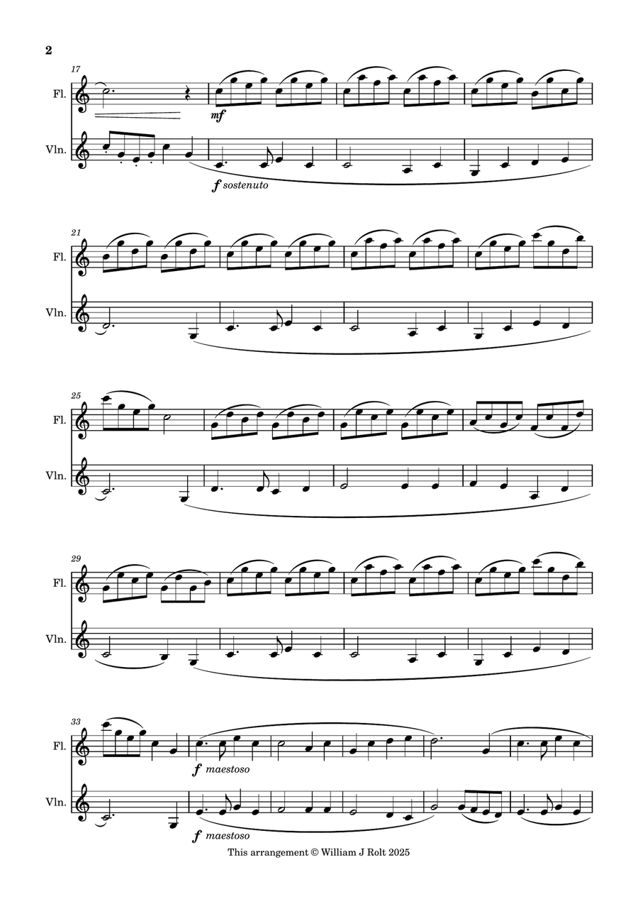 Stand up, stand up for Jesus (for flute and violin) Flute scores gallery preview page 2