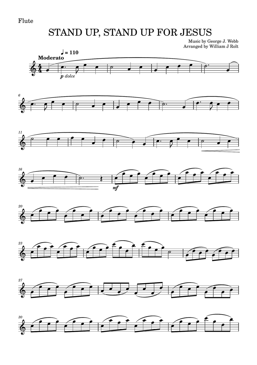 Stand up, stand up for Jesus (for flute and violin) Flute scores gallery preview page 4