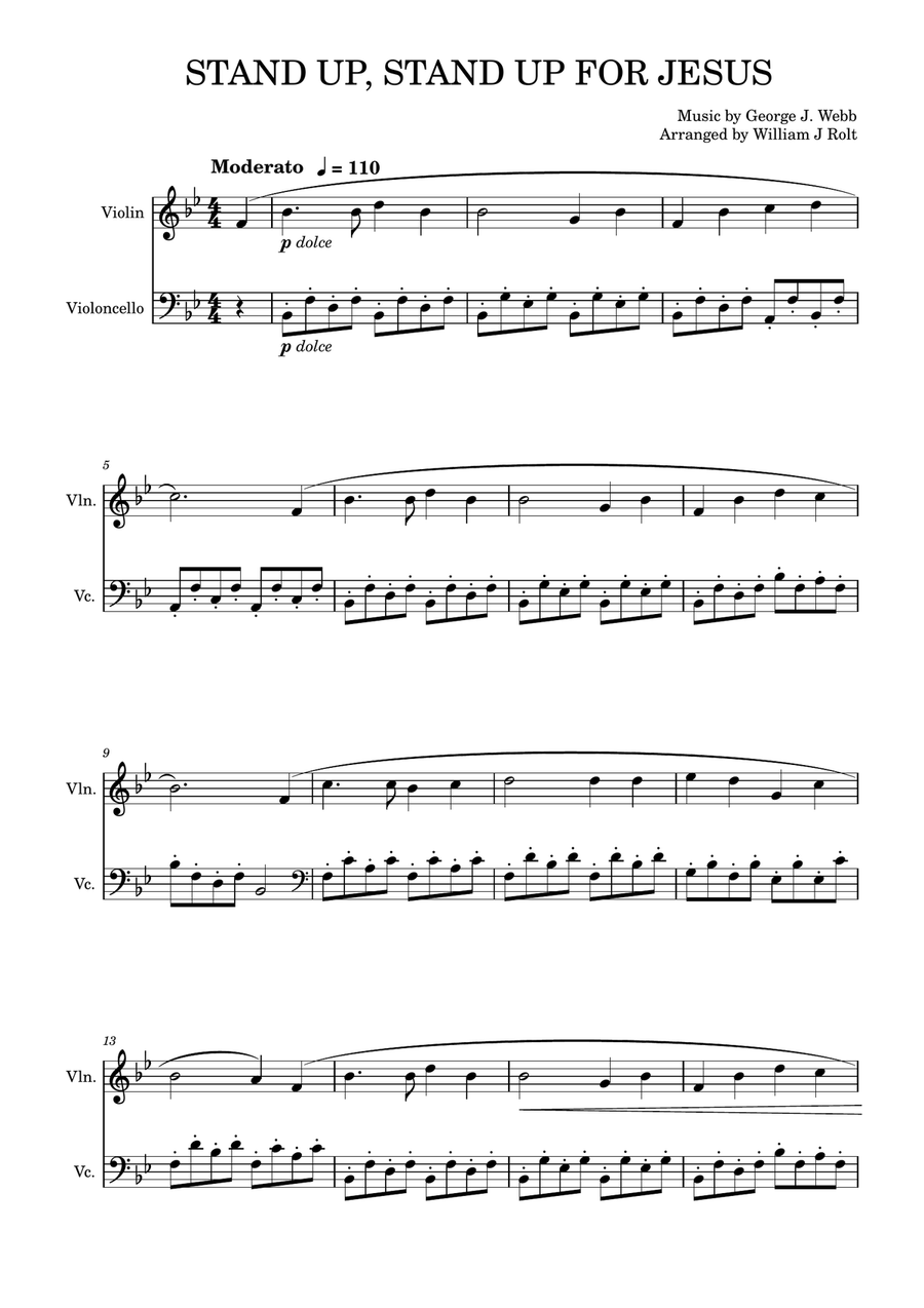 Stand up, stand up for Jesus (for violin and cello) String Duet scores gallery preview page 1