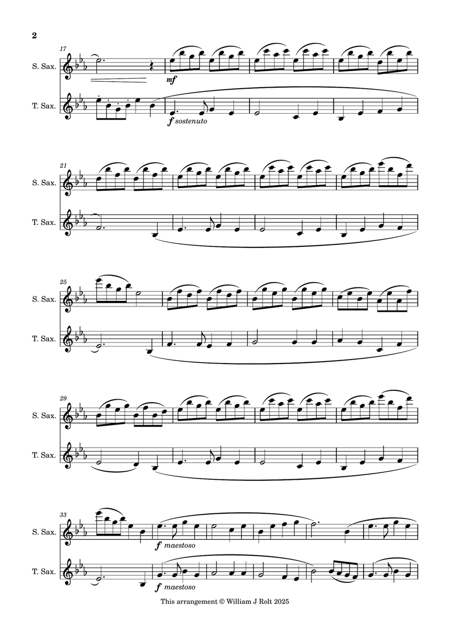 Stand up, stand up for Jesus (for soprano and tenor saxophones) Tenor Saxophone scores gallery preview page 2