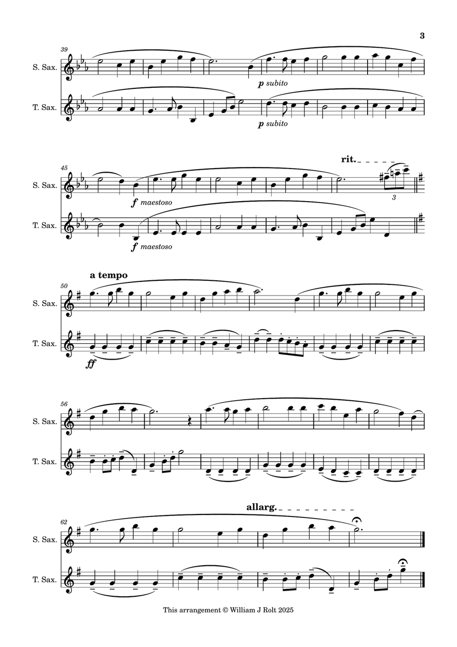 Stand up, stand up for Jesus (for soprano and tenor saxophones) Tenor Saxophone scores gallery preview page 3