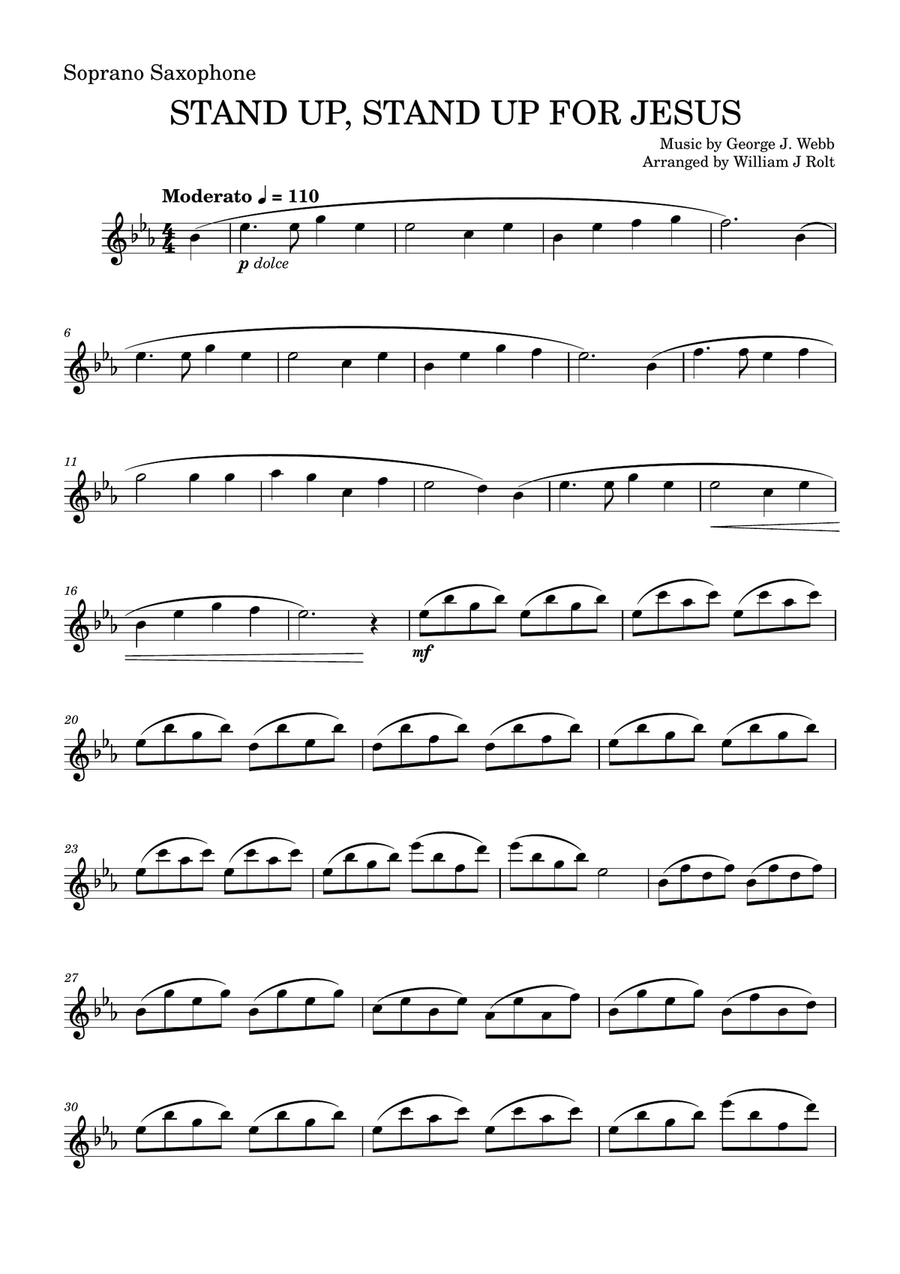 Stand up, stand up for Jesus (for soprano and tenor saxophones) Tenor Saxophone scores gallery preview page 4