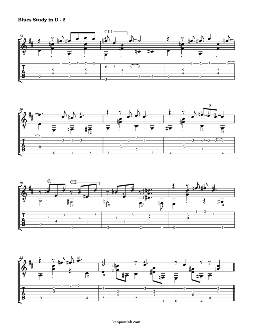 Blues Study in D (for Guitar) Acoustic Guitar scores gallery preview page 2