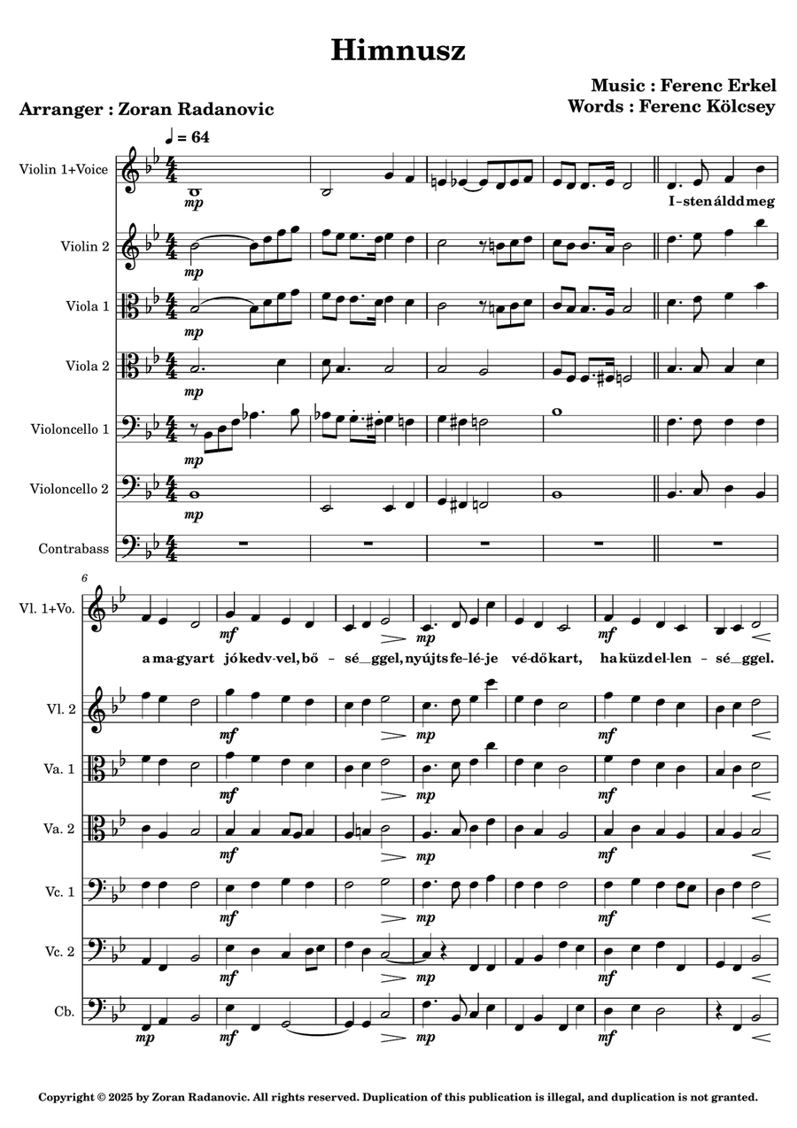 Himnusz - hungarian national anthem String Orchestra scores gallery preview page 1