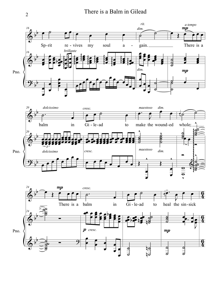 There Is a Balm in Gilead Piano, Vocal scores gallery preview page 3