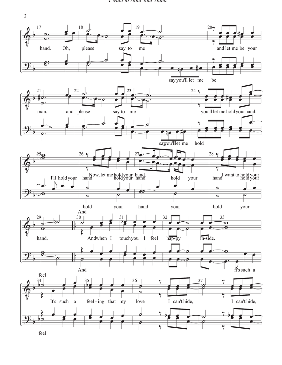 I Want To Hold Your Hand I Want To Hold Your Hand TTBB scores gallery preview page 2